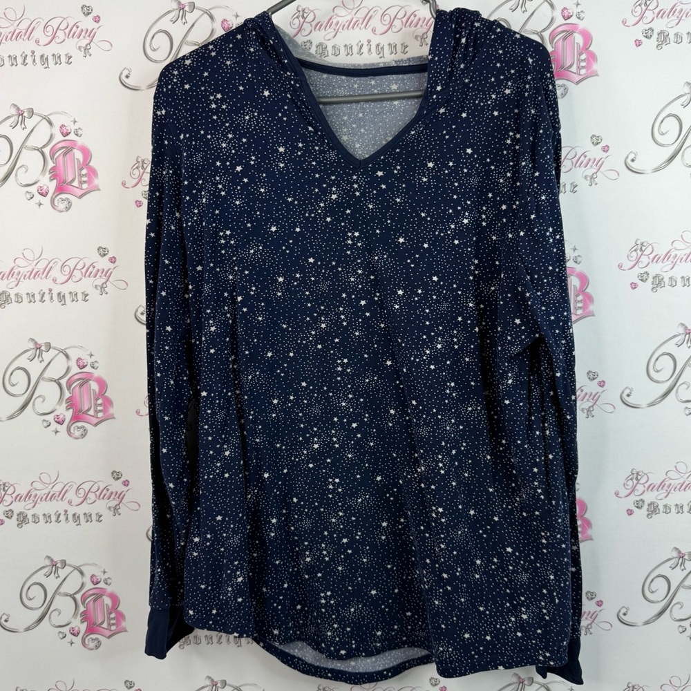 George pull over hoodie sweater stars blue white Navy Starry Sweatshirt